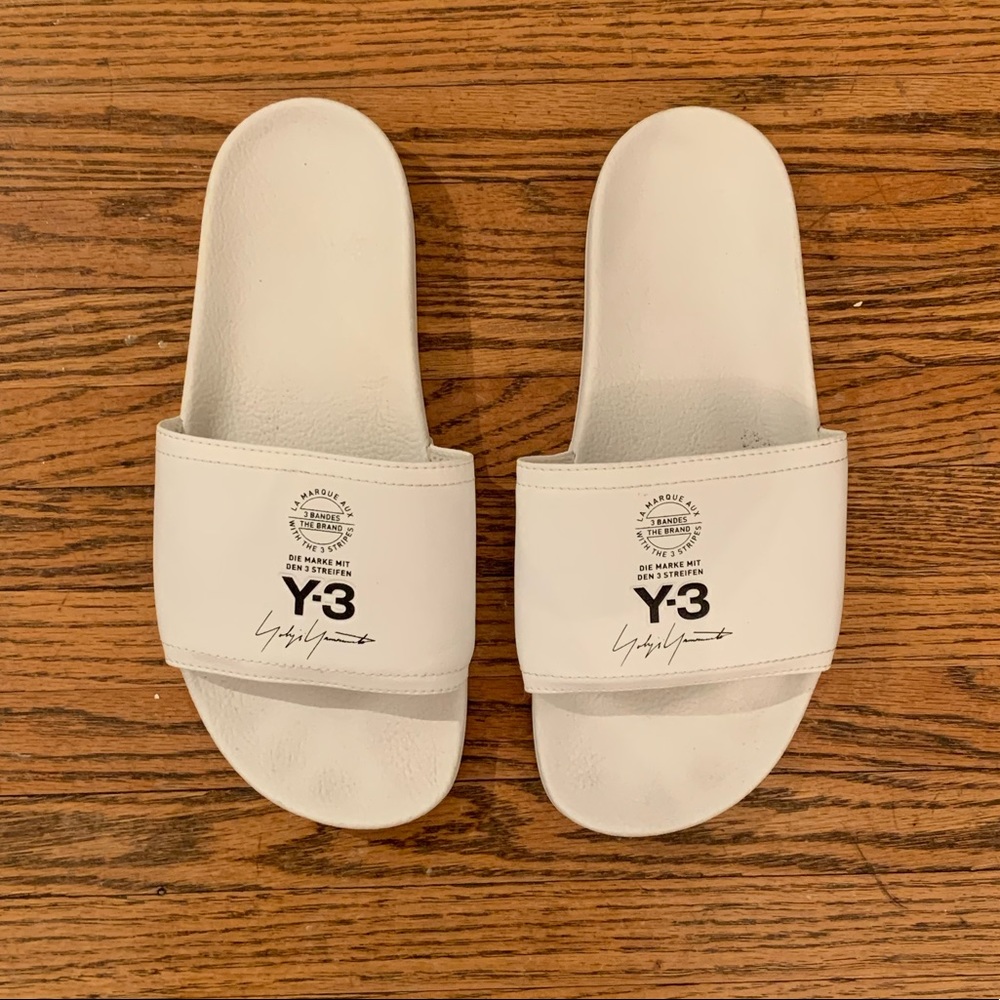 Y-3 Yohji Yamamoto white slides